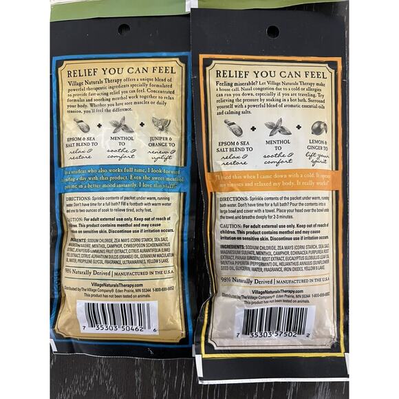 Village Naturals Therapy Mineral Bath Soak Aches & Pains Cold & Allergy Lot of 4 - Picture 6 of 6